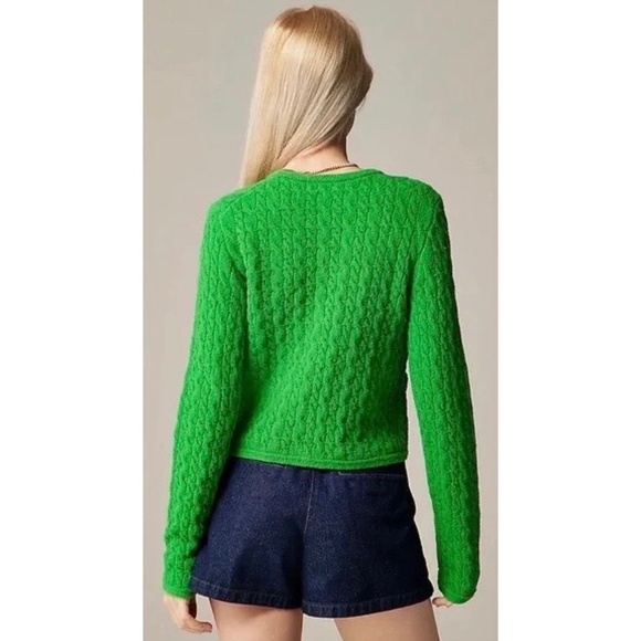 NWT!! J. CREW Odette Cable Knit Sweater Lady Jacket Cotton Blend Boucle Green XL - Picture 8 of 16